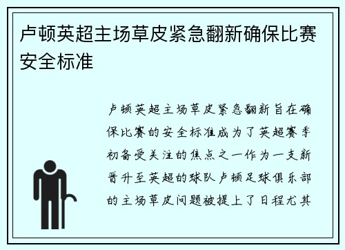 卢顿英超主场草皮紧急翻新确保比赛安全标准